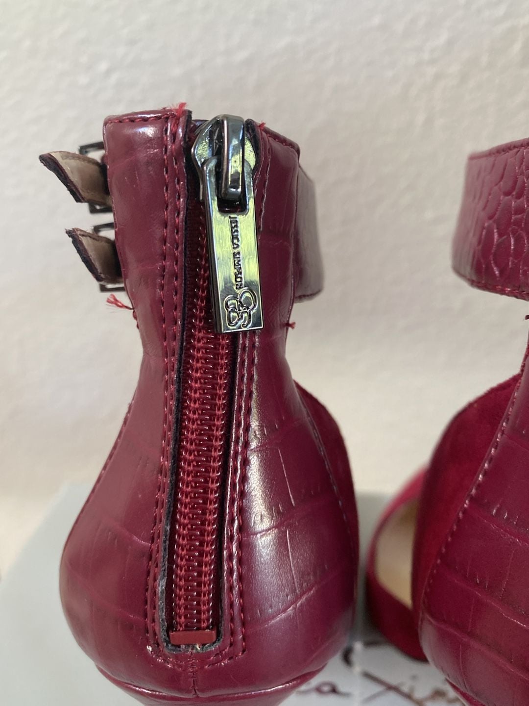 Jessica Simpson Pumps Size 8M Red Suede Ankle Strap Heels 9