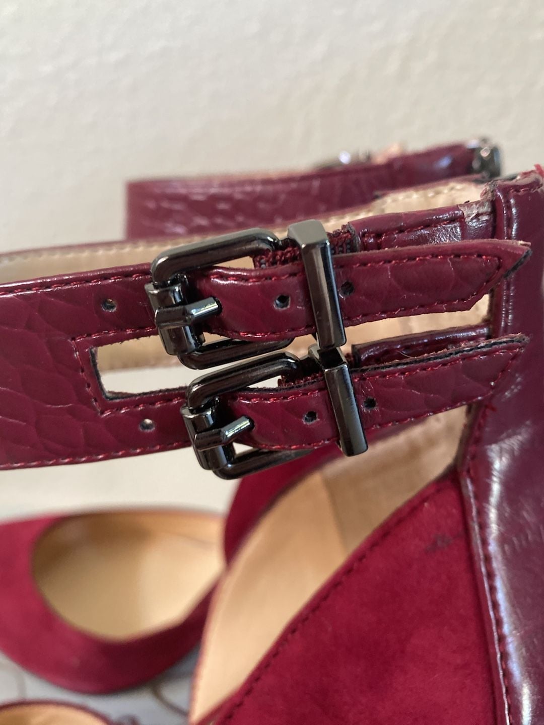 Jessica Simpson Pumps Size 8M Red Suede Ankle Strap Heels 11