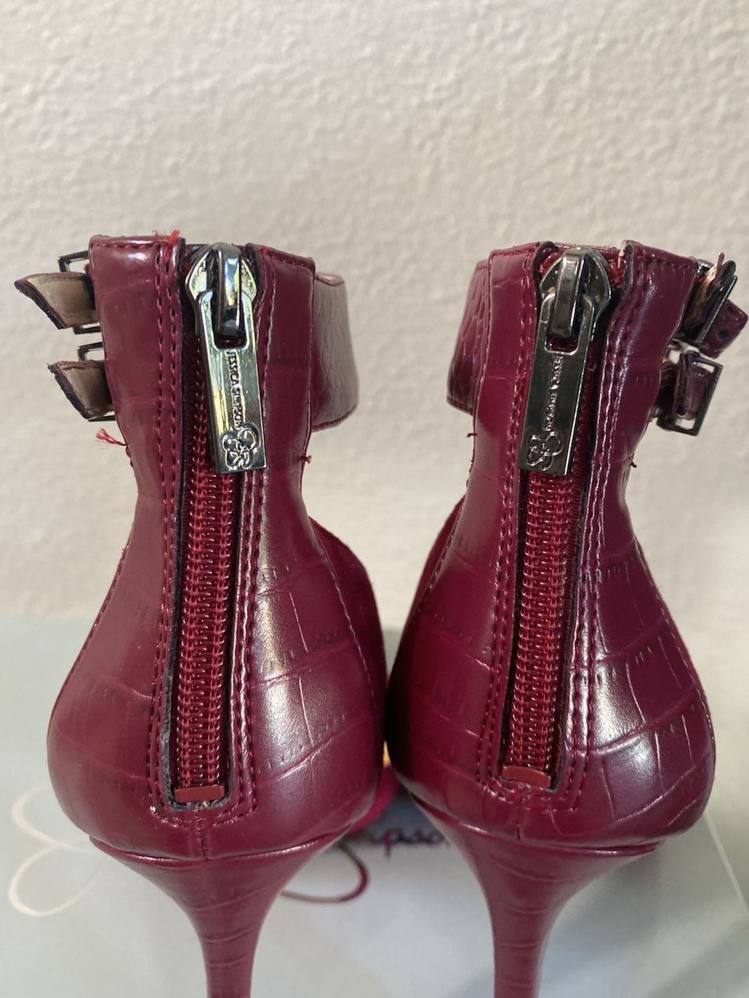 Jessica Simpson Pumps Size 8M Red Suede Ankle Strap Heels 12
