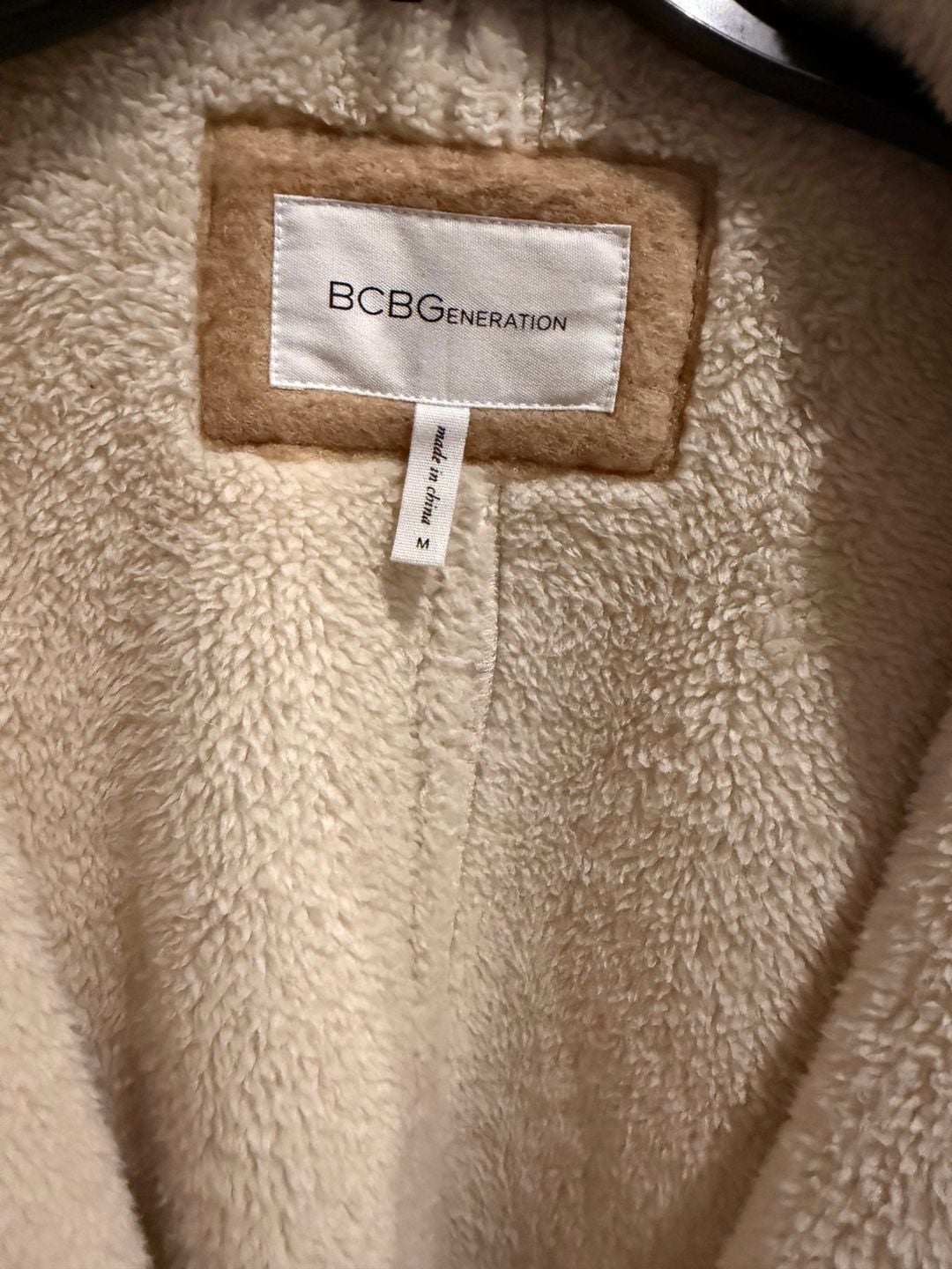 BCBGeneration Tan Sherpa Lined Hooded Coat Size M 4
