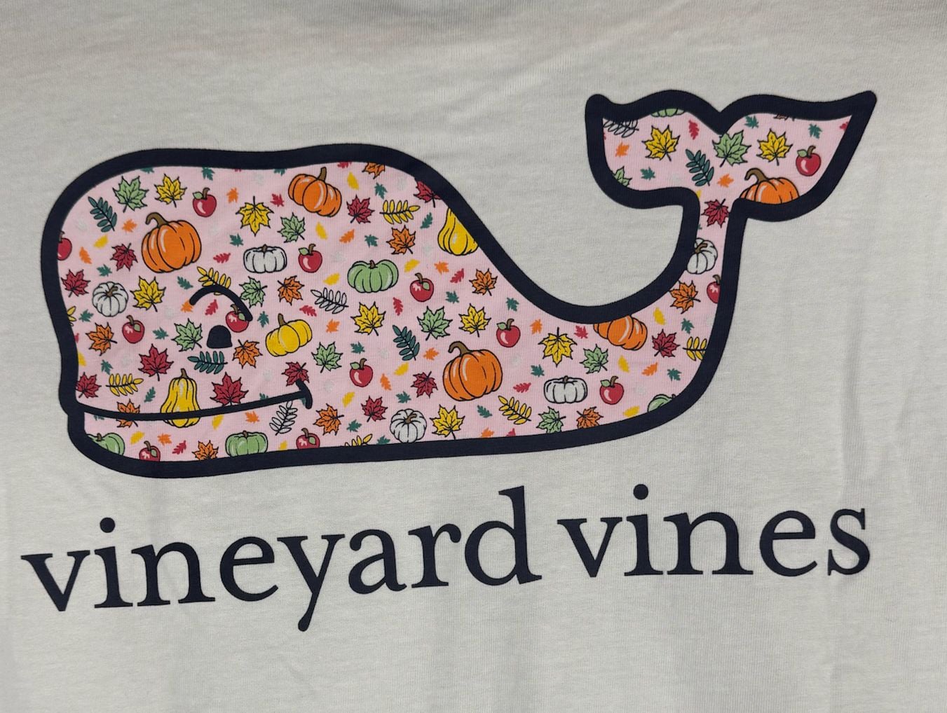 Vineyard Vines Long Sleeve Pocket T-Shirt White Fall Pumpkin Whale 8