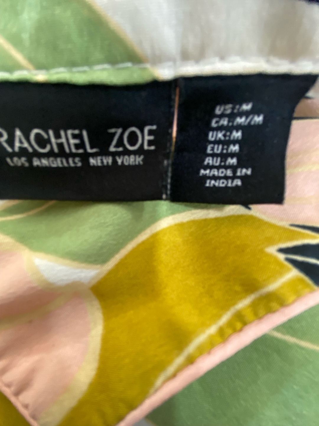 Rachel Zoe Floral Leaf Pajama Set Size M Button Down Shorts 4