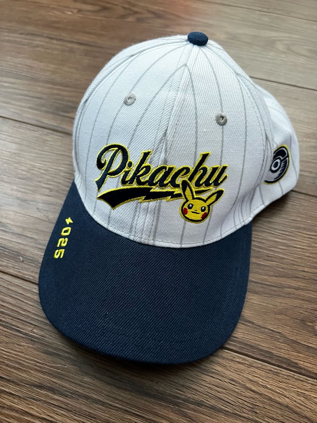 Pokemon Center Pikachu Hat Adult One Size Navy White Pinstripe Baseball Cap 1