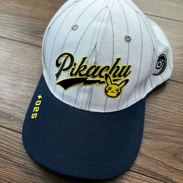 Pokemon Center Pikachu Hat Adult One Size Navy White Pinstripe Baseball Cap