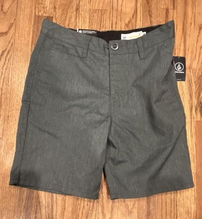 Volcom Frickin Chino Short Youth Size 28 Gray Chino Stretch Flat Front Skater Casual 3