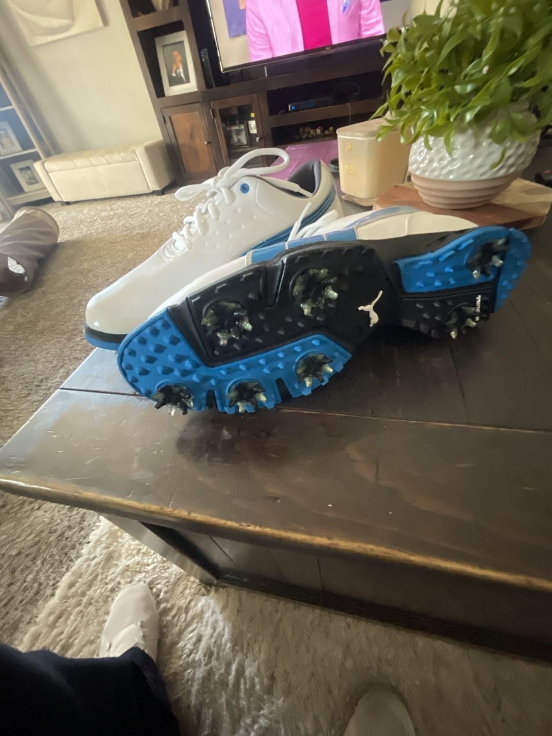 New Puma Amp Sport Golf Shoes White Blue Size 11 4
