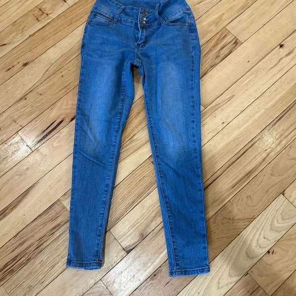 U.W.J. High Rise Super Skinny Jeans Blue Triple Button