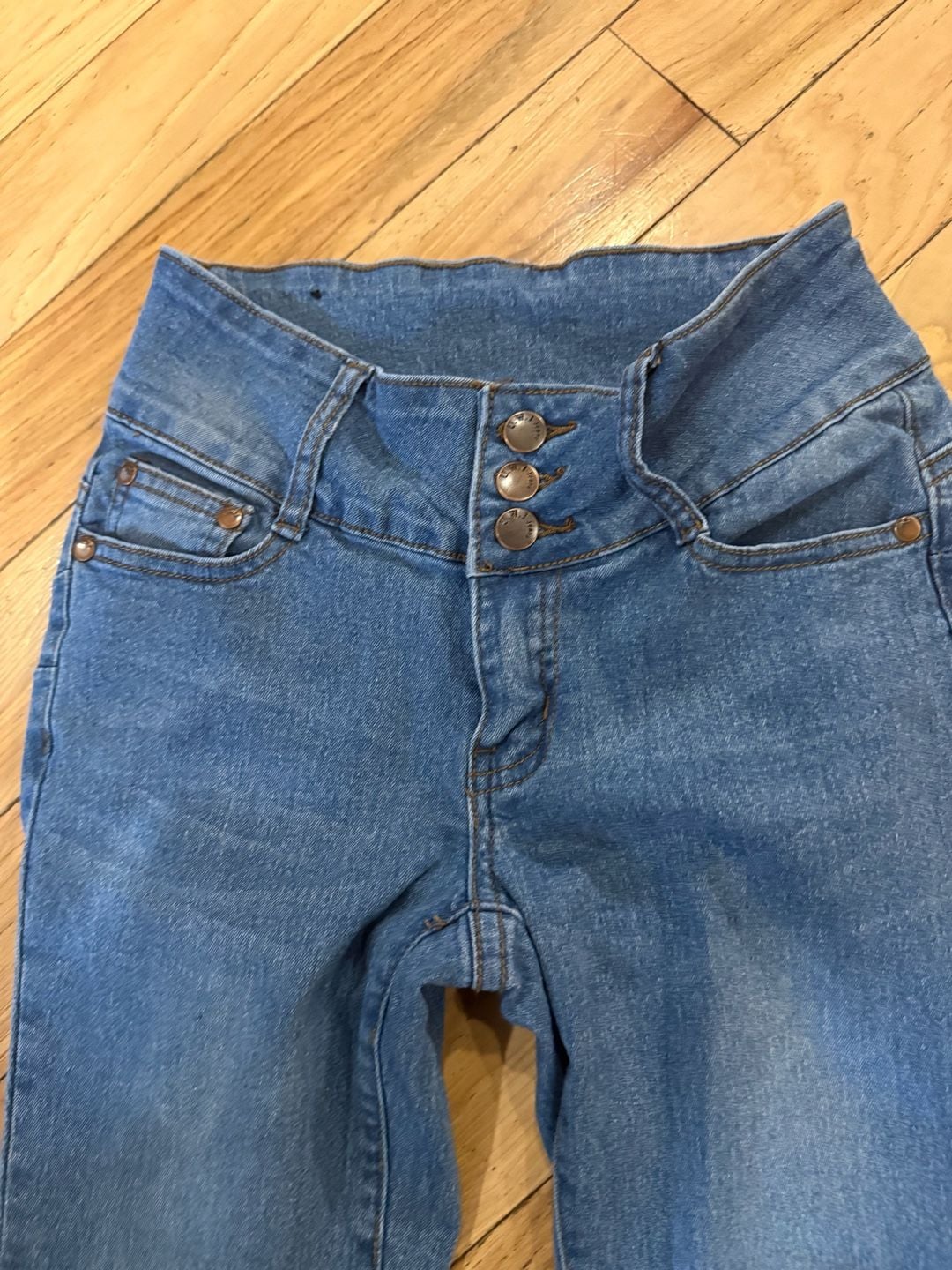 U.W.J. High Rise Super Skinny Jeans Blue Triple Button 4