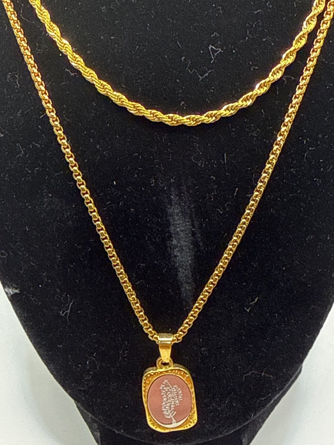 S.steel Gold Tone Rope Chain Necklace with Pendant and Adjustable Chain 3