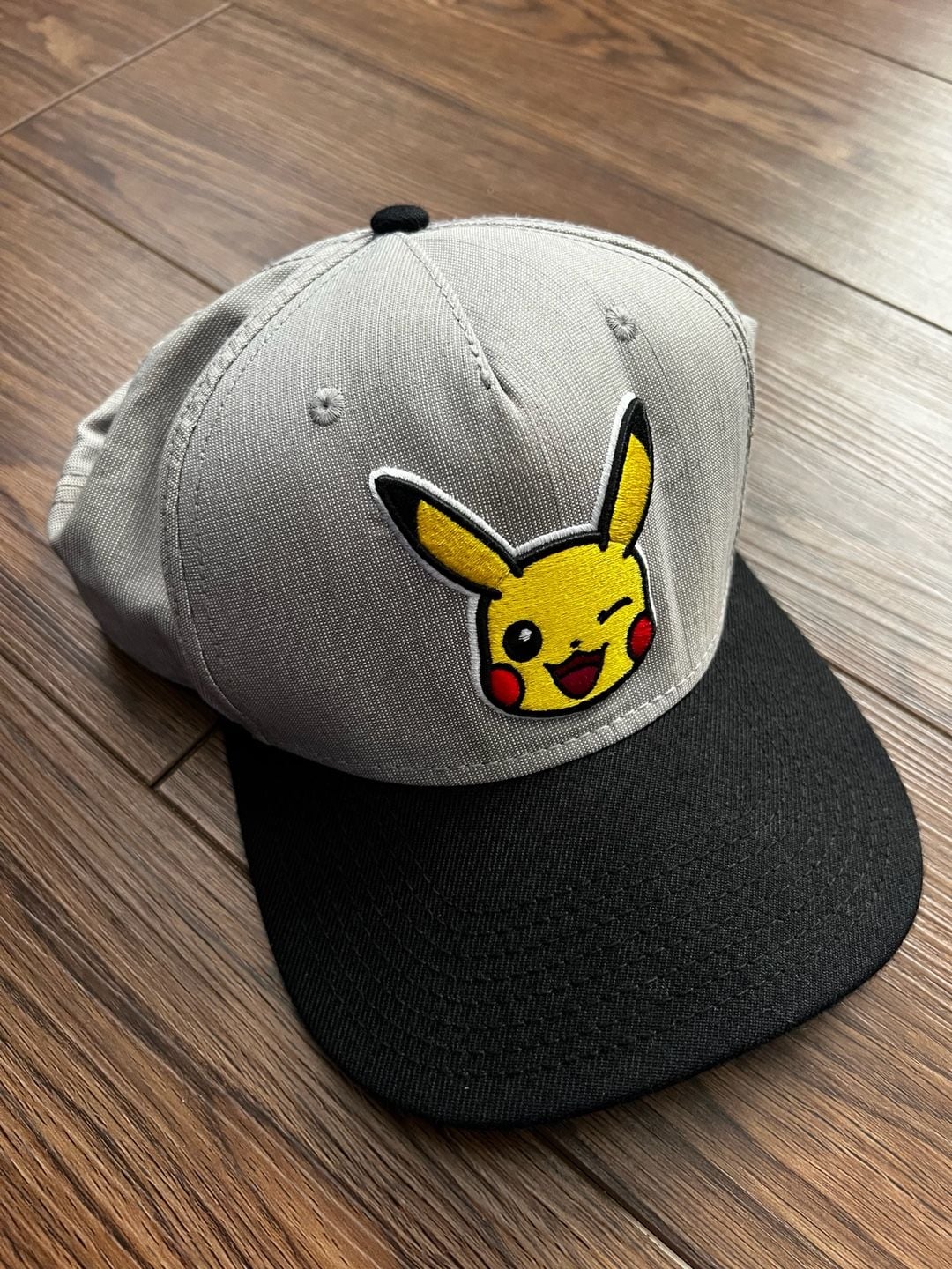 Pokemon Pikachu Snapback Hat One Size Grey Black Baseball Cap 1