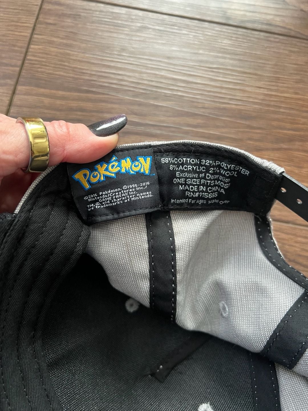 Pokemon Pikachu Snapback Hat One Size Grey Black Baseball Cap 3