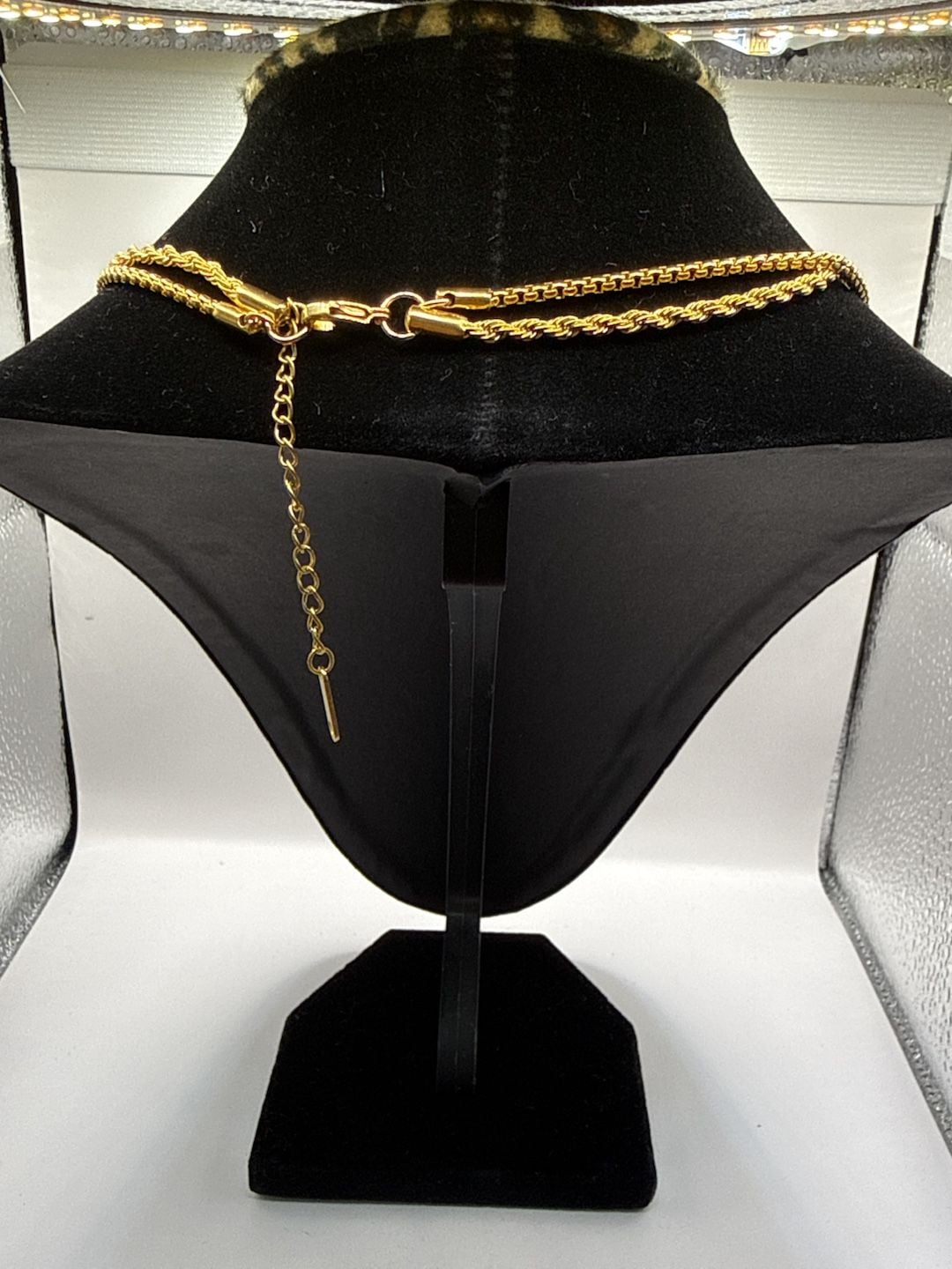 S.steel Gold Tone Rope Chain Necklace with Pendant and Adjustable Chain 6
