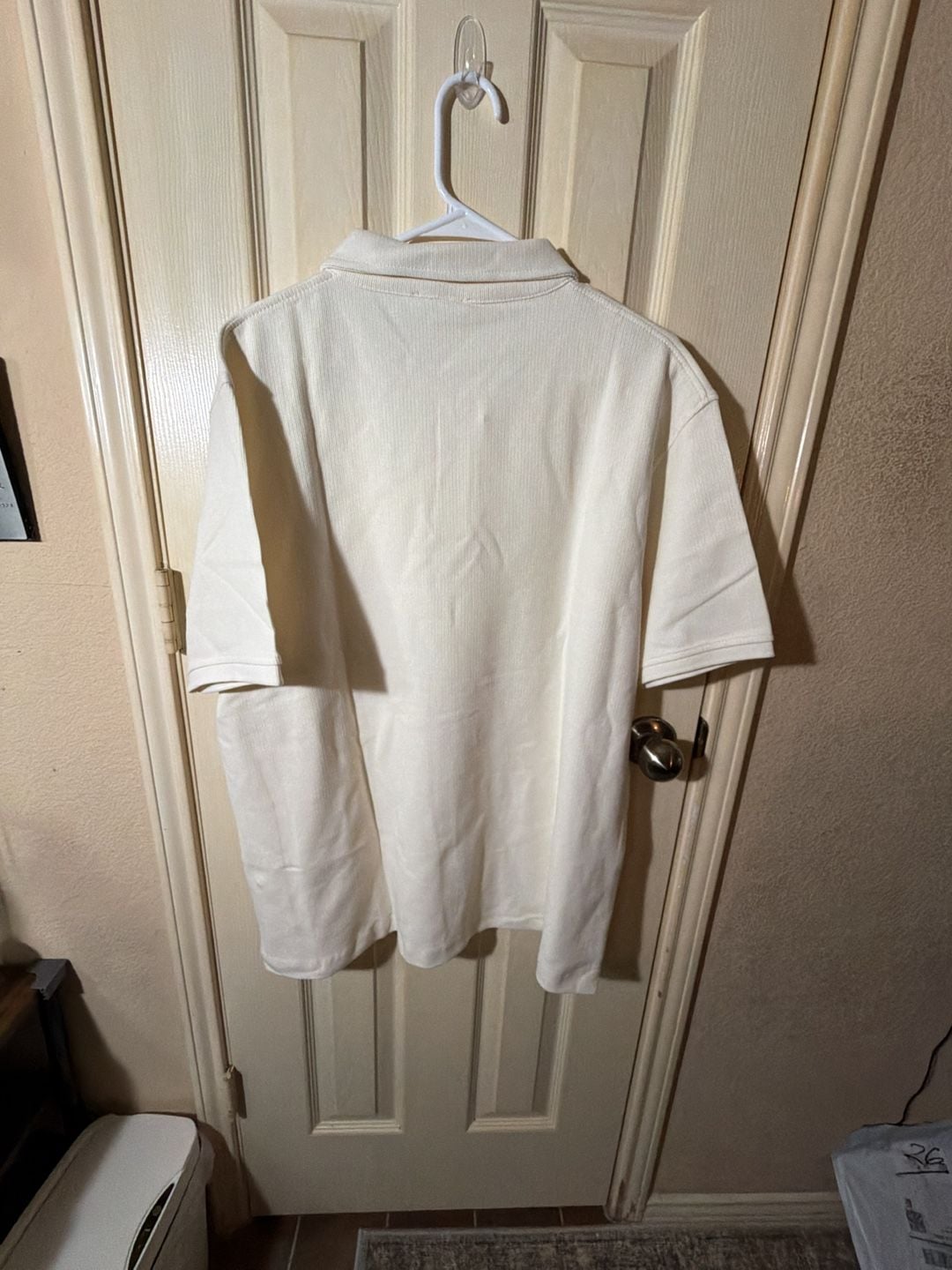 Zara Textured Short Sleeve Polo Shirt White XXL 5