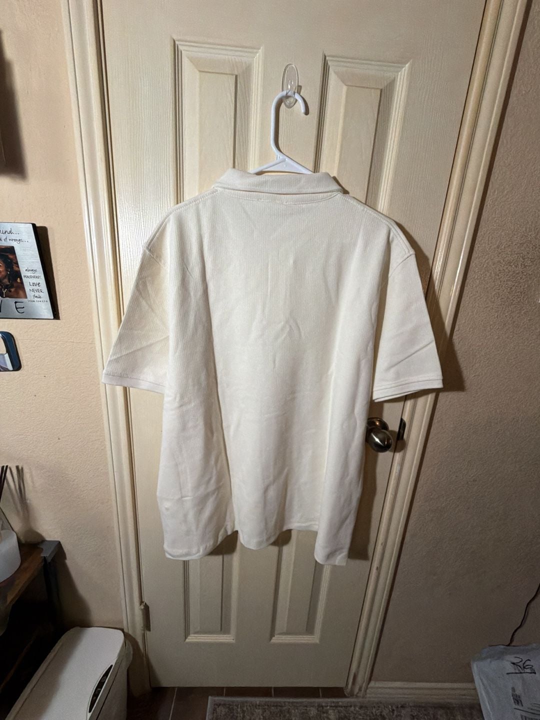 Zara Textured Short Sleeve Polo Shirt White XXL 6