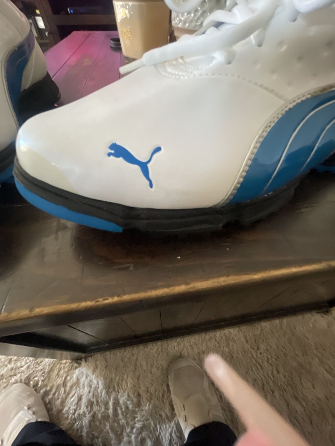 New Puma Amp Sport Golf Shoes White Blue Size 11 8
