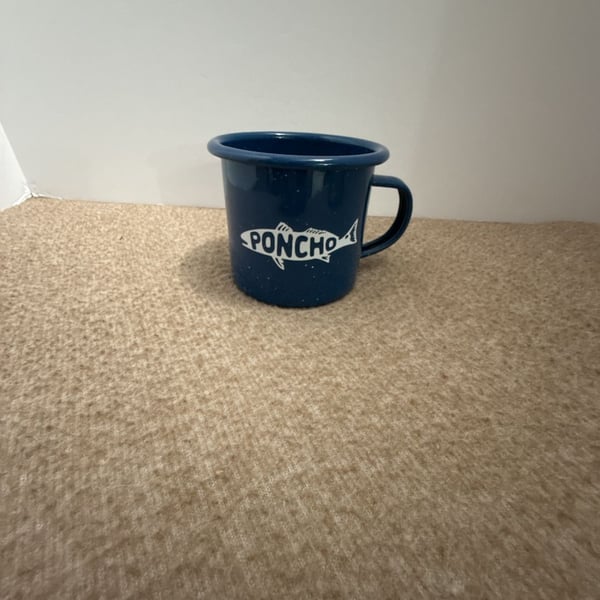 Poncho Outdoors Blue Speckled Enamel Redfish Campfire Mug