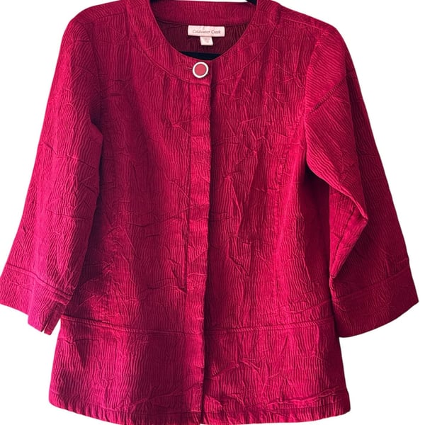 Coldwater Creek Red Textured Button-Up Jacket Size 10
