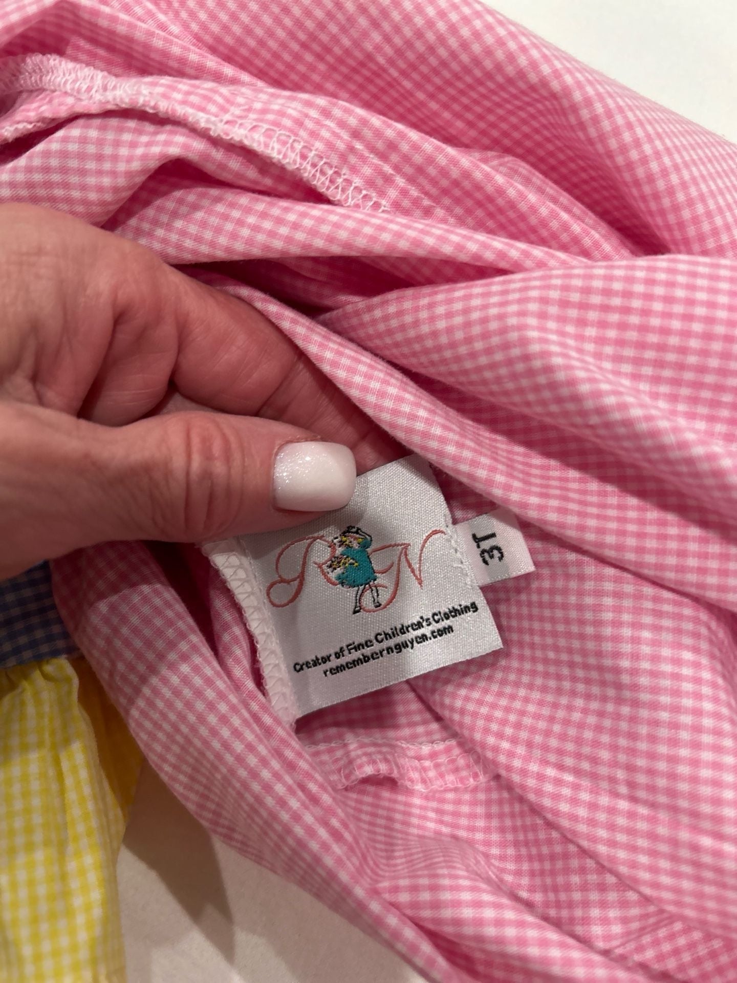 Remember Nguyen Baby Girl Bubble Romper Size 3T Pink Gingham Blue Yellow 4
