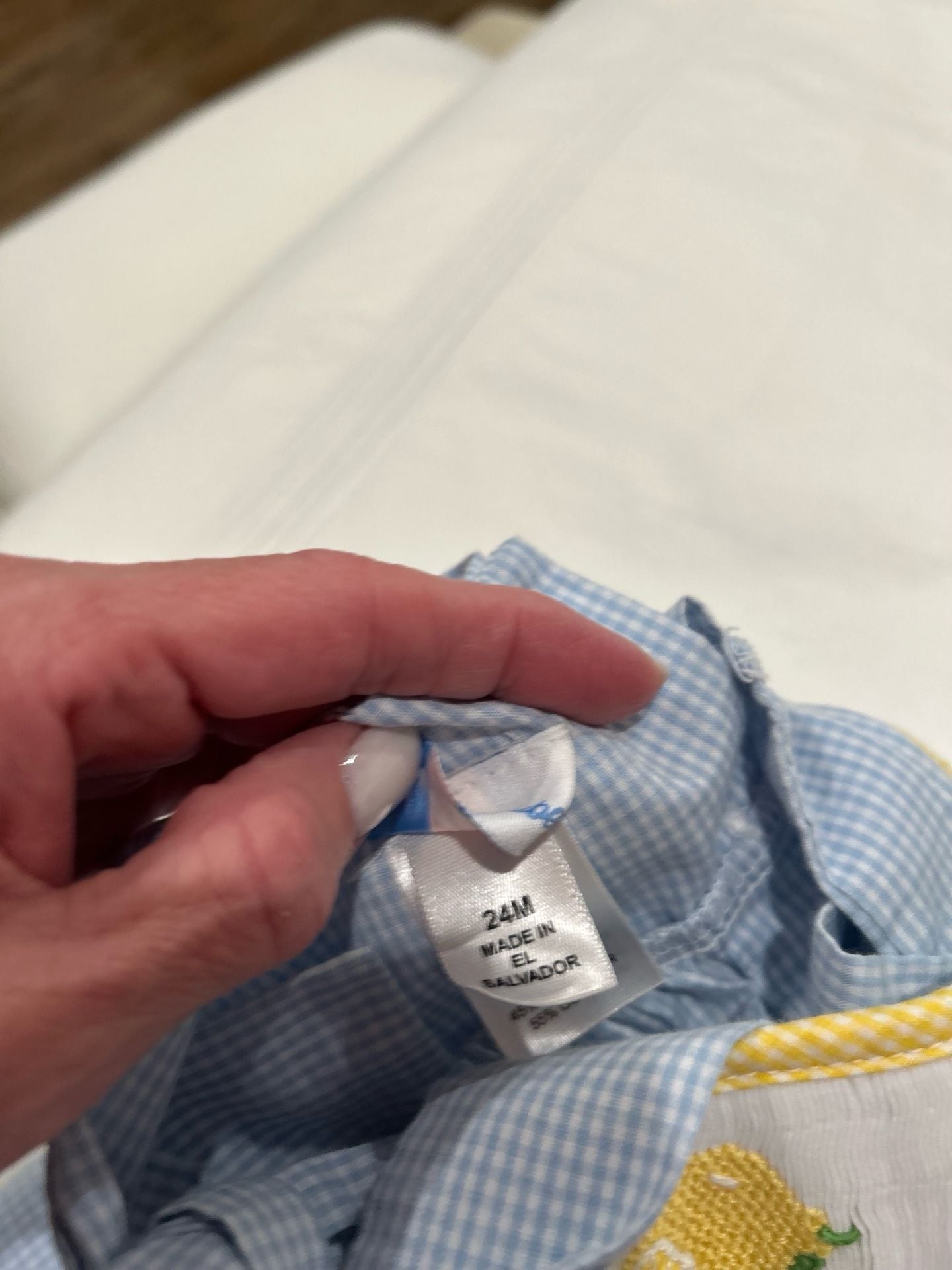 Lulu Bebe Blue Gingham Dress 24M with Bow Tie Details 5