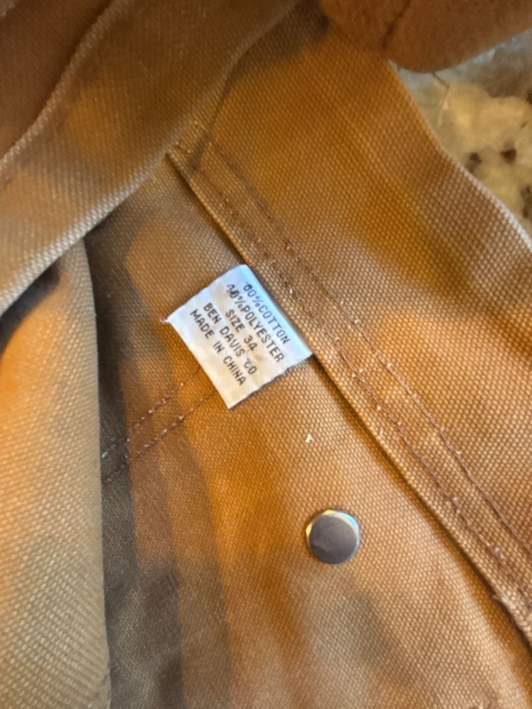 Ben Davis Tan Work distressed  Bib Overalls Size 34 Double Knee 7