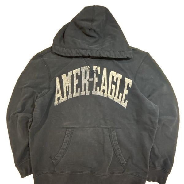 American Eagle Outfitters Hoodie Size L Black Full Zip Athletic Fit Y2K