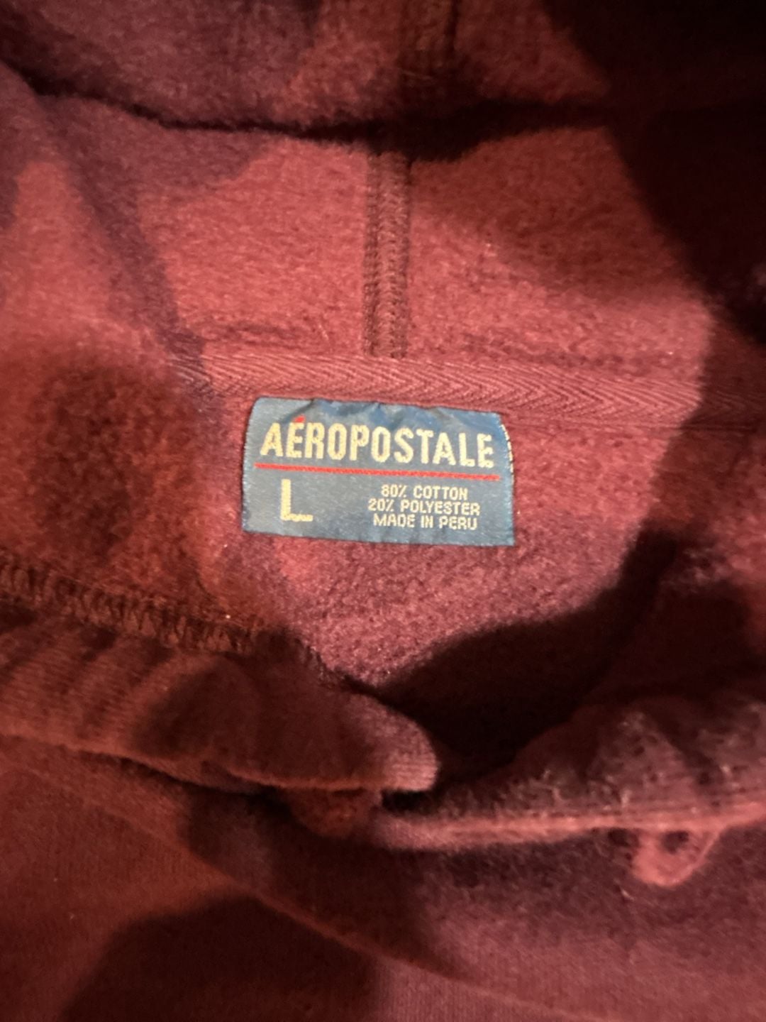 Aeropostale Hoodie Size L Maroon Cursive Script Y2K Sweatshirt 4