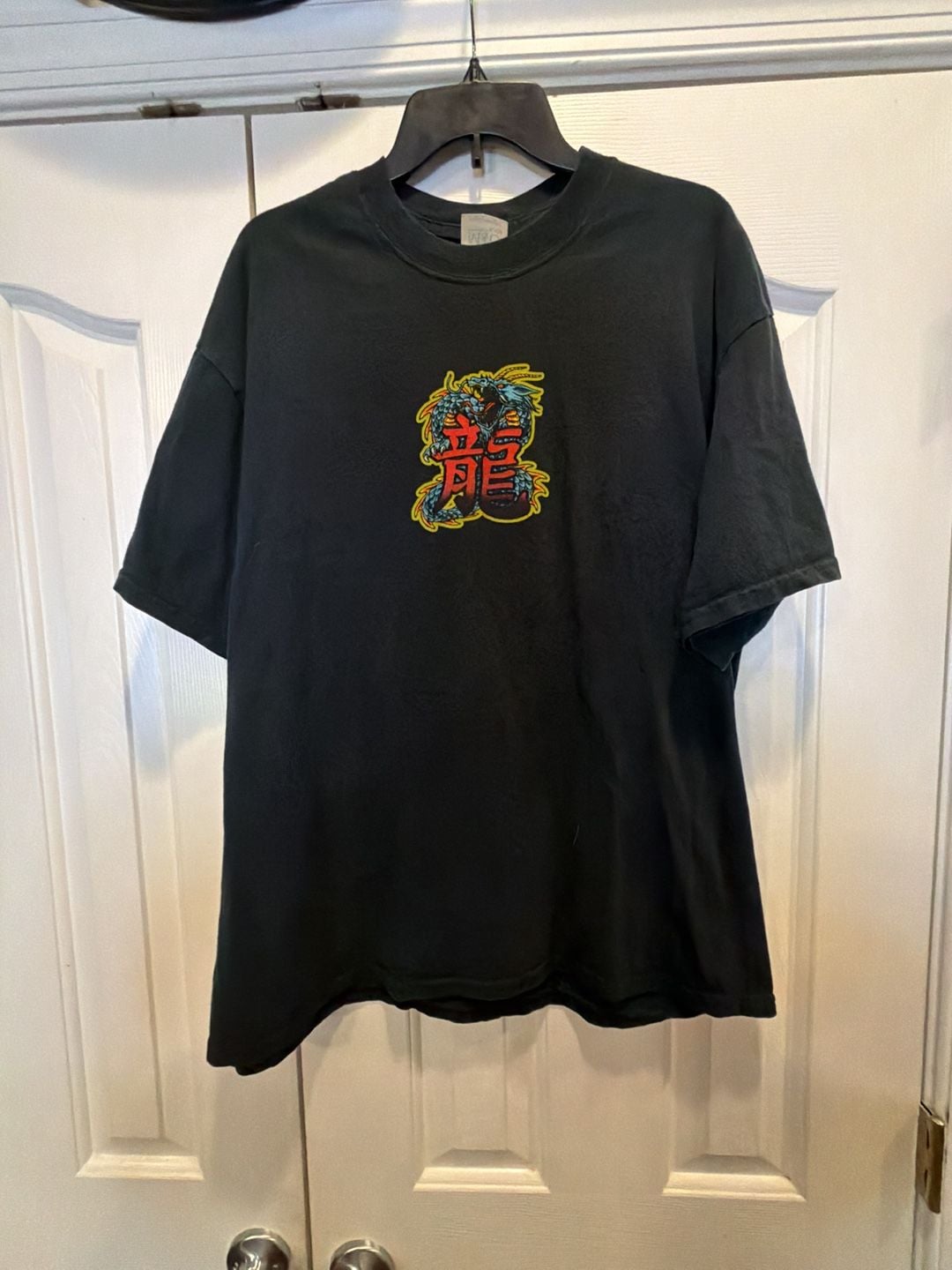 M&O Knits Dragon Skull Graphic T-Shirt X-Large Black Heavyweight 3