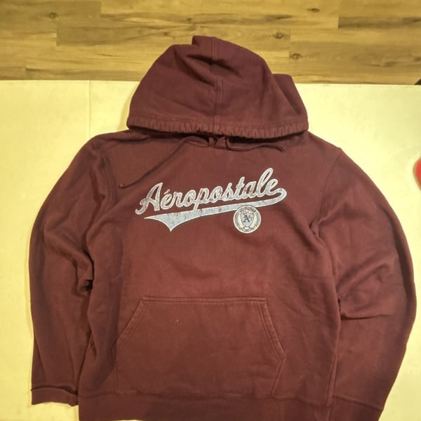 Aeropostale Hoodie Size L Maroon Cursive Script Y2K Sweatshirt