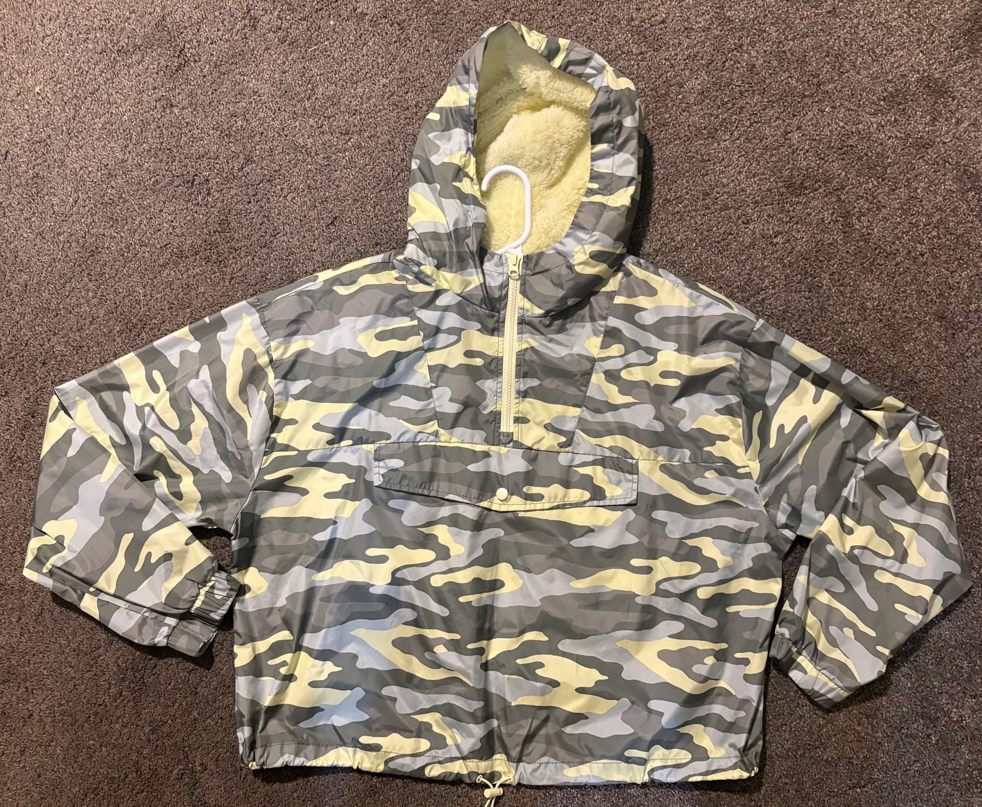 Flirtitude Active Women's Size largeRain Coat Hoodie 1/2 Zip Camouflage Jacket 2