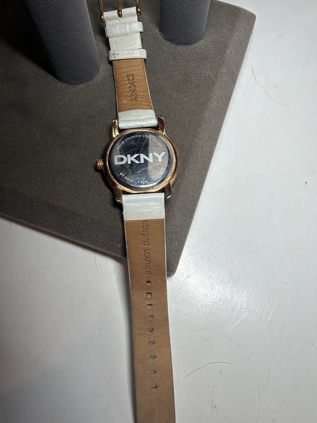 DKNY NY8827 Park Avenue White Dial White Leather Strap Women's Watch 10
