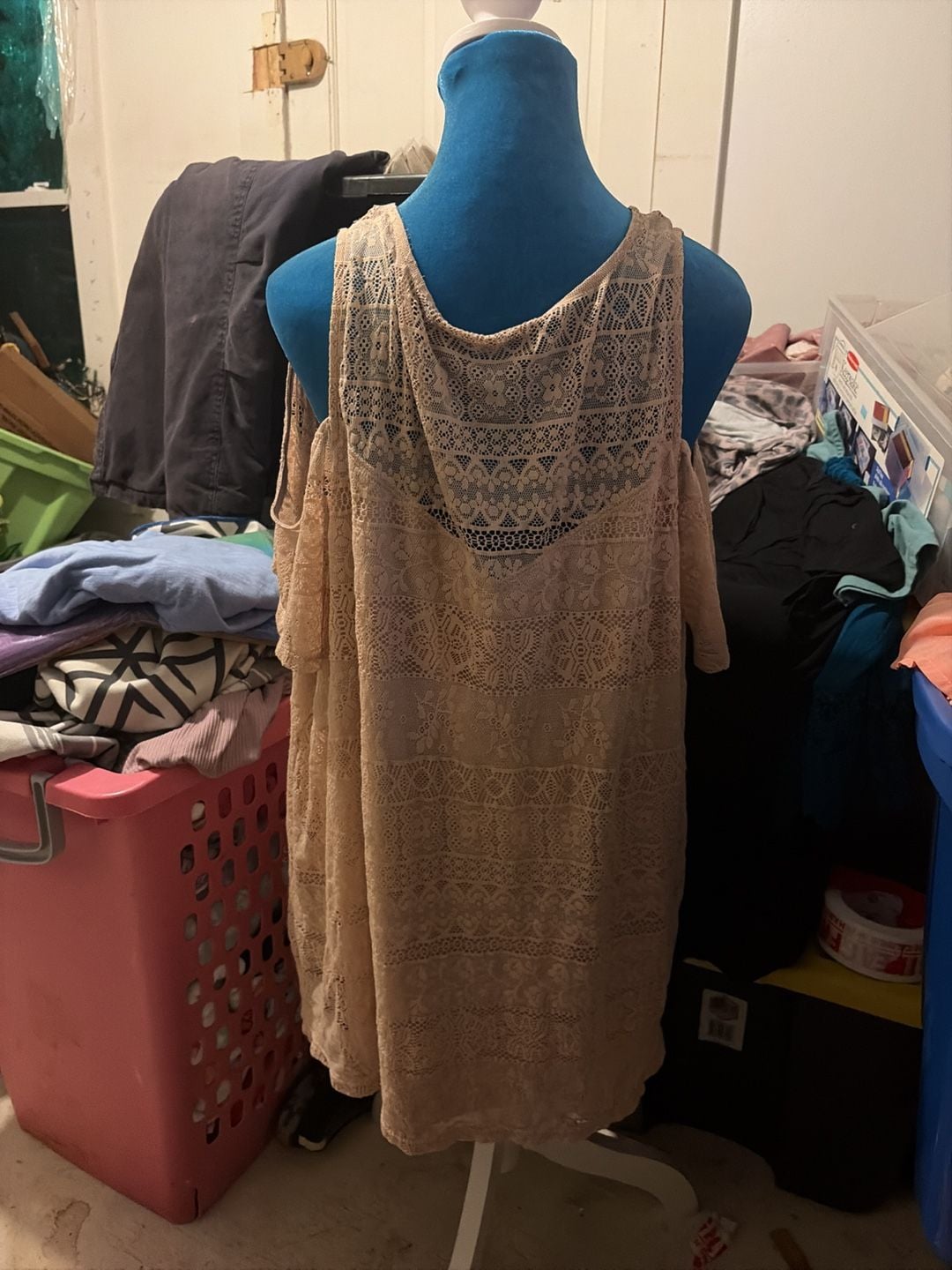 Torrid Beige Crochet Knit off the shoulder blouse with Short Sleeves 4