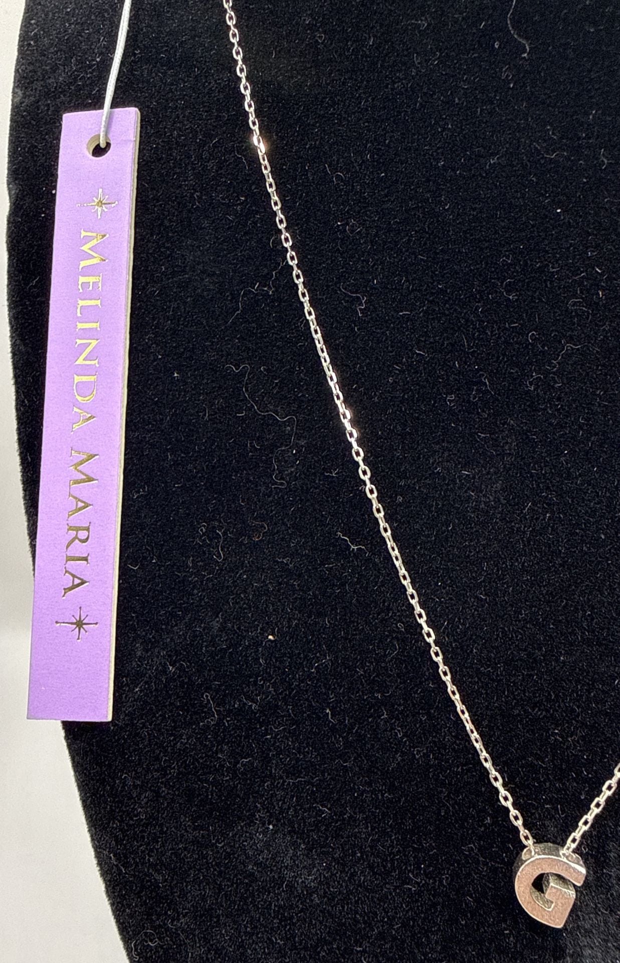 Melinda Maria G Initial Necklace Silver Plated Chain Pendant 5