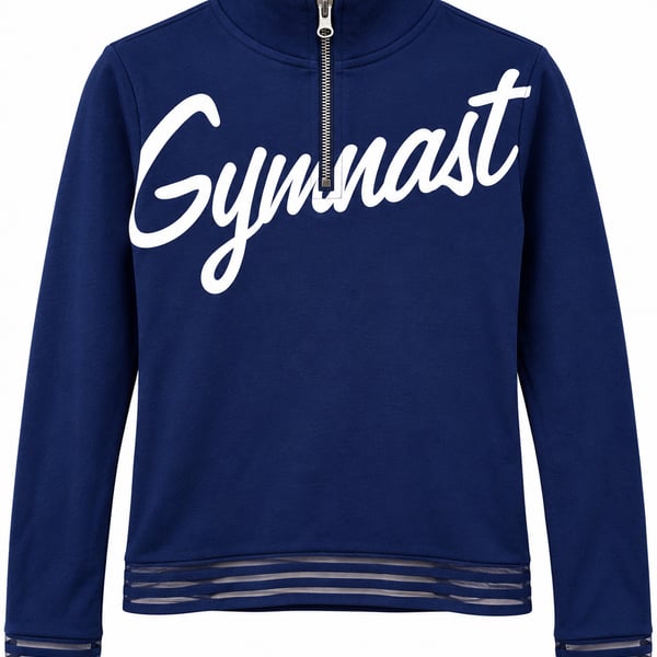 Justice Active Girls Size 10 Navy “Gymnast” Quarter Zip Pullover