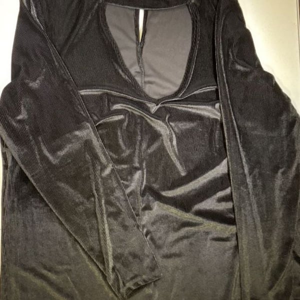 Lane Bryant Velvet Choker Top Black Cutout Long Sleeve