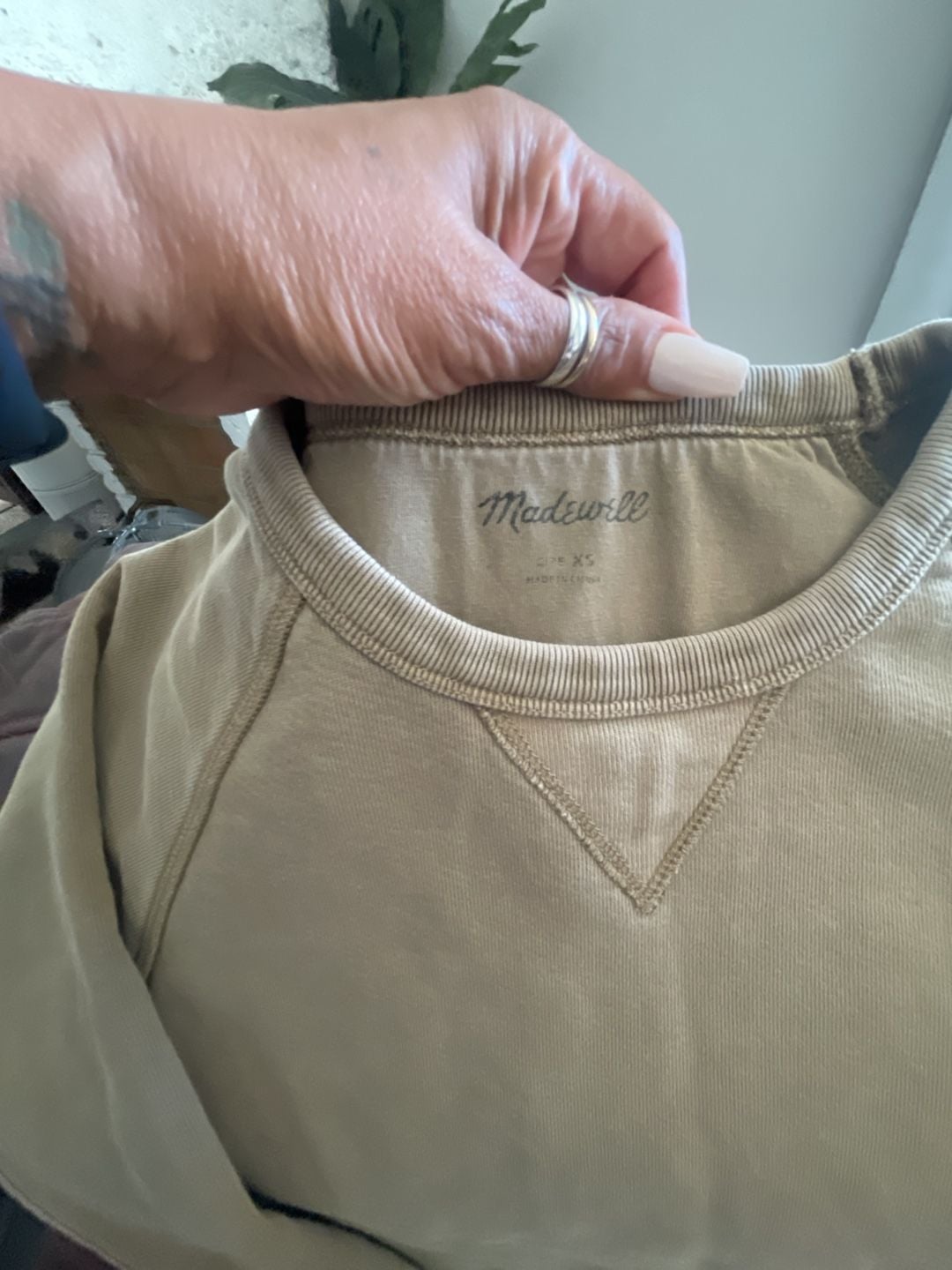 Madewell Beige Raglan Crewneck Sweatshirt Size XS 3