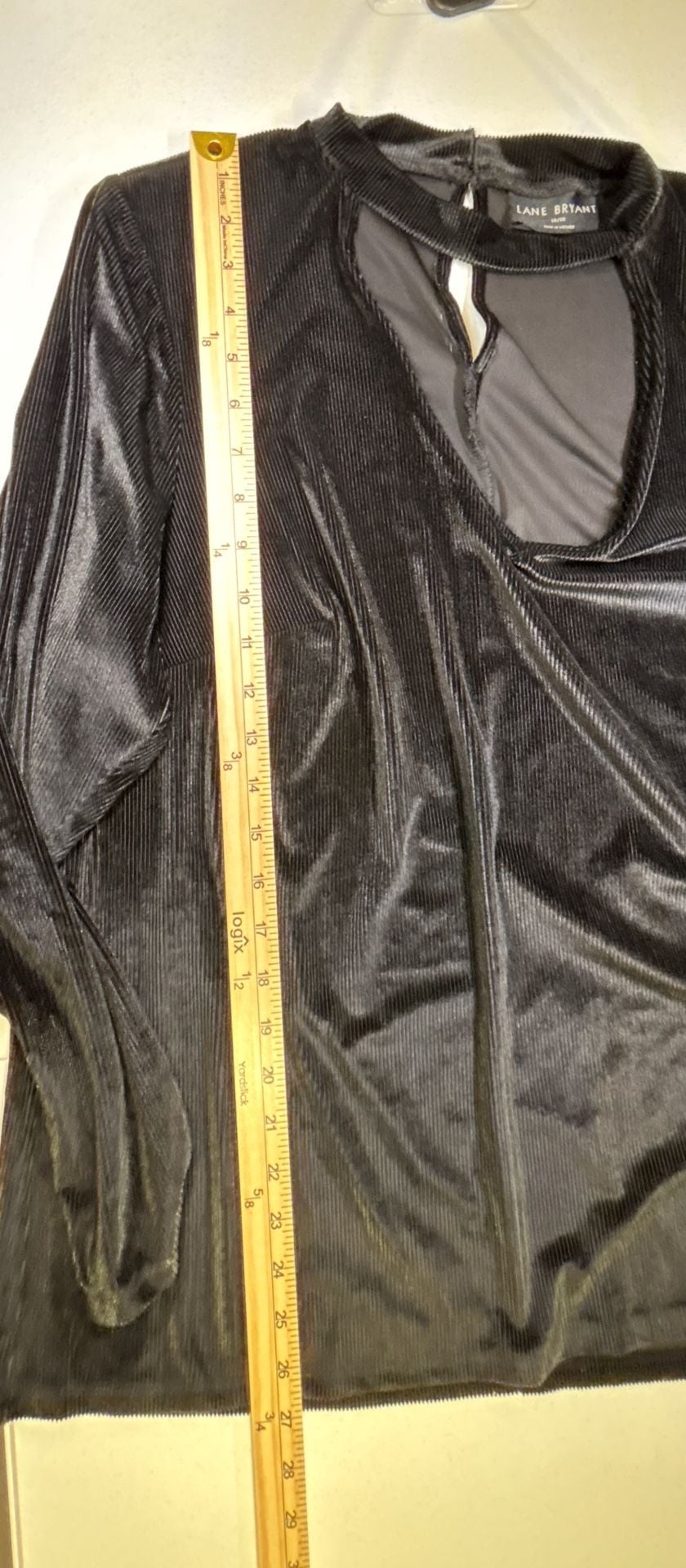 Lane Bryant Velvet Choker Top Black Cutout Long Sleeve 4