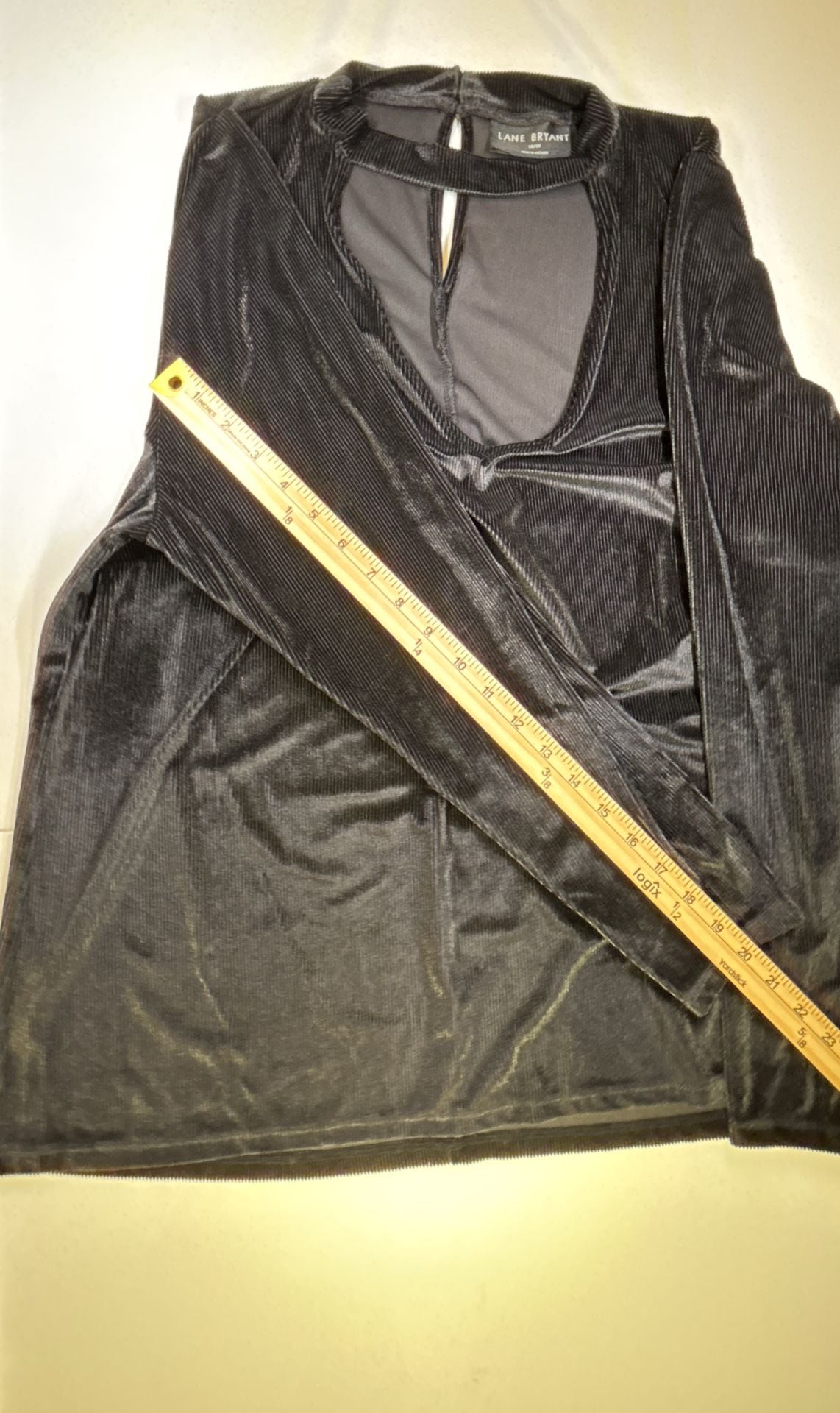 Lane Bryant Velvet Choker Top Black Cutout Long Sleeve 3