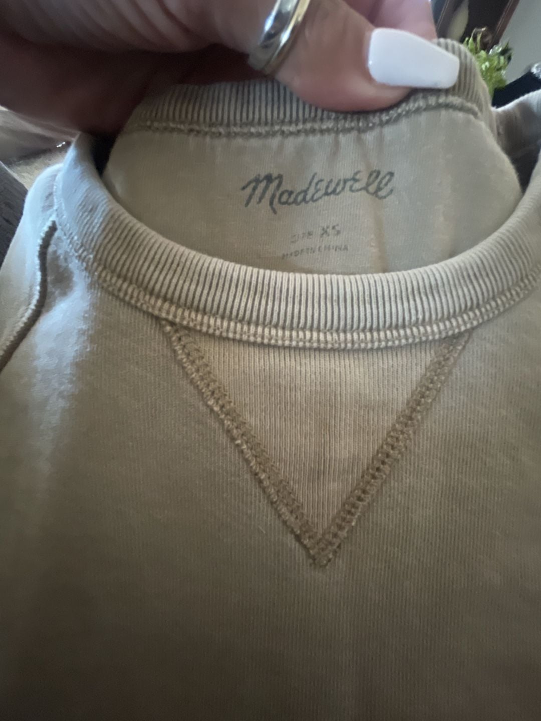 Madewell Beige Raglan Crewneck Sweatshirt Size XS 6