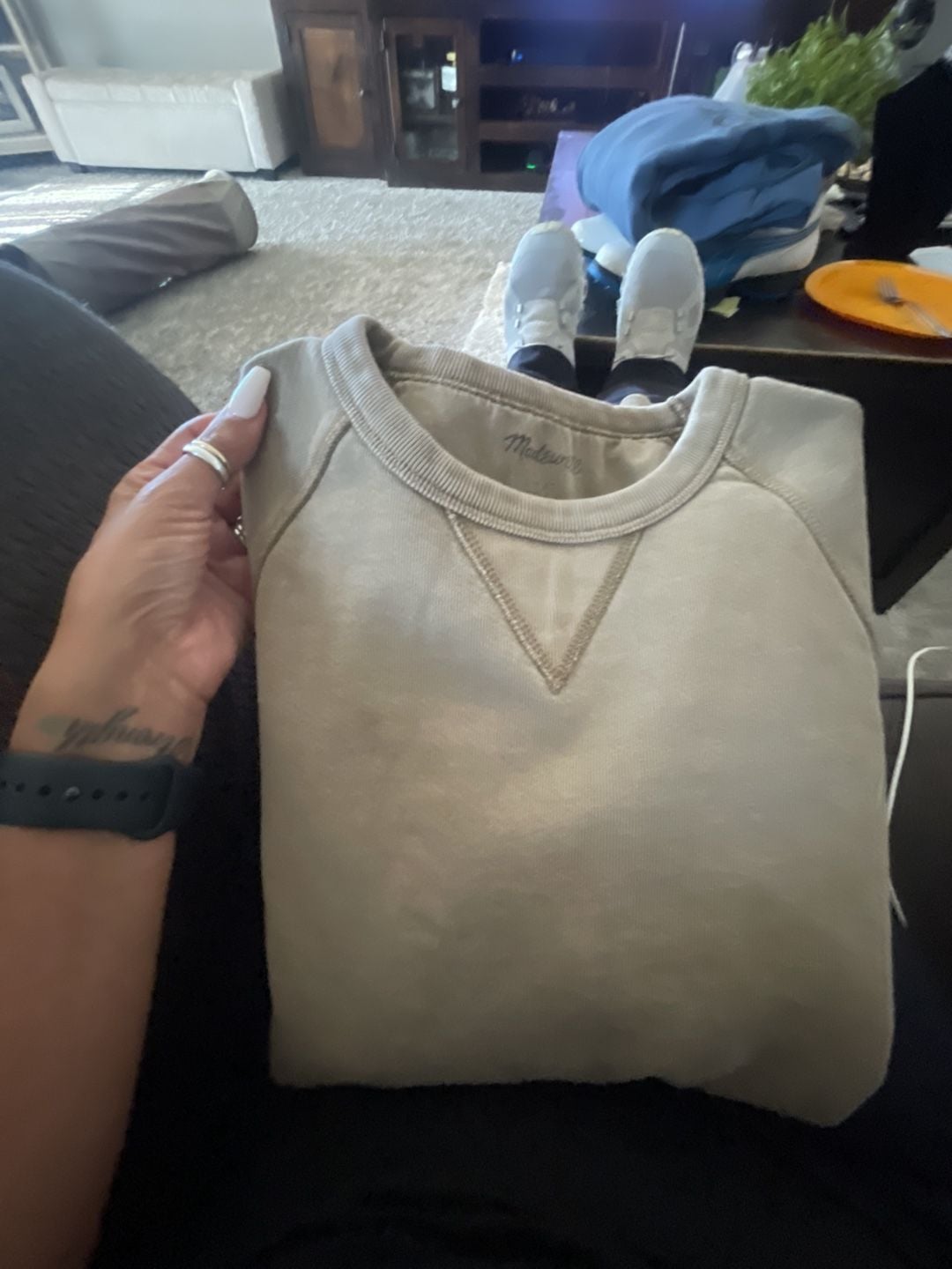 Madewell Beige Raglan Crewneck Sweatshirt Size XS 7