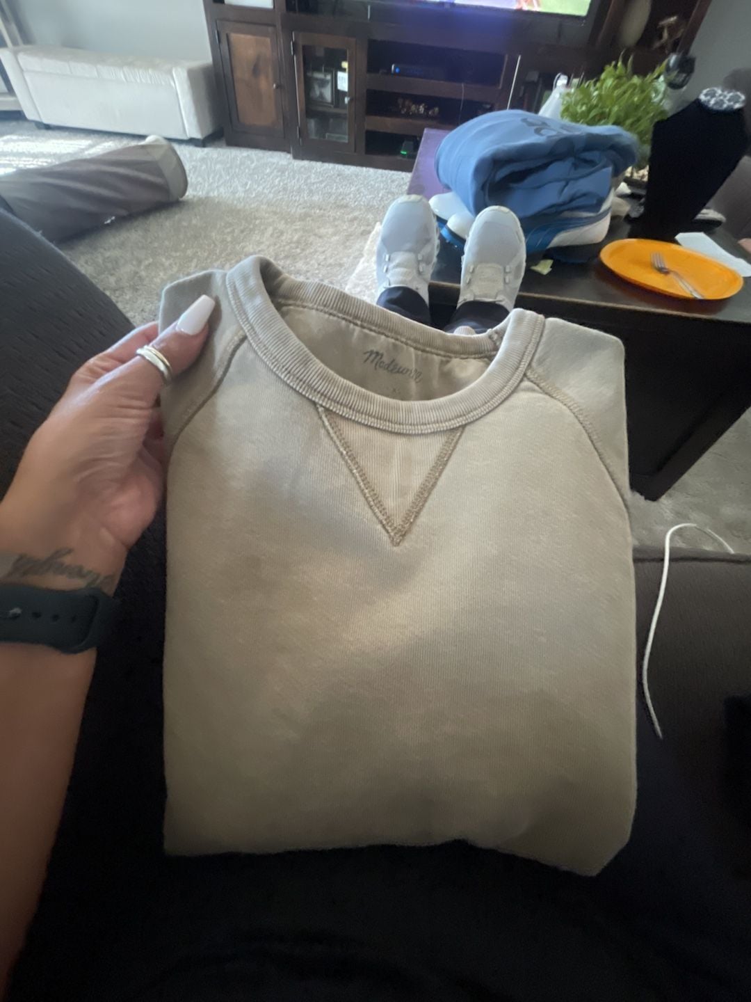 Madewell Beige Raglan Crewneck Sweatshirt Size XS 8