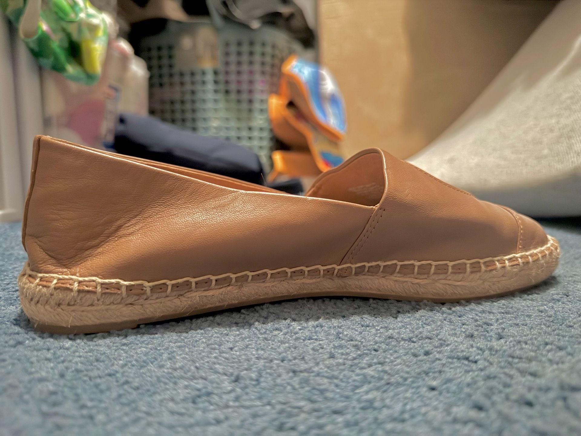 Tory Burch Ines Espadrille Tan Leather Slip On Flats 5