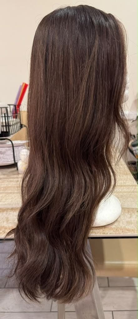 Irene Wigs Divine Luxe Lace Top Wig Dark Brown with Caramel Highlights 19