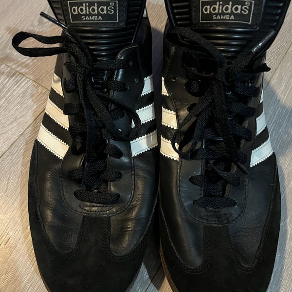 Adidas Samba Long Tongue Soccer Shoes Black White Leather