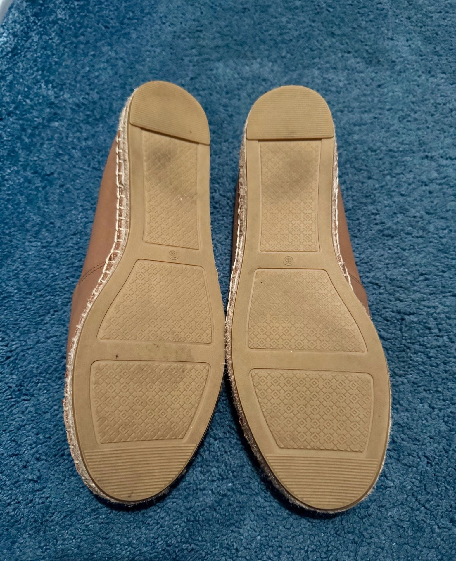 Tory Burch Ines Espadrille Tan Leather Slip On Flats 3