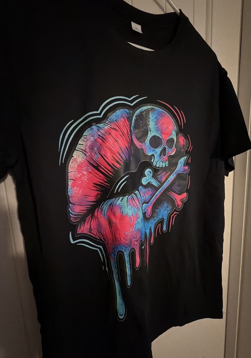 SHEIN Gradient Skull Lip Print T-Shirt Size M Black 5