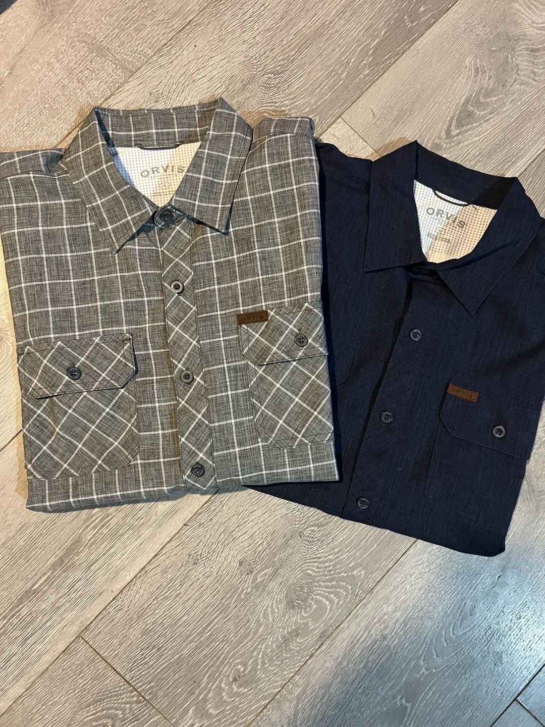 Orvis Classic Collection Shirt Size L Gray Plaid Short Sleeve Bundle Lot 1