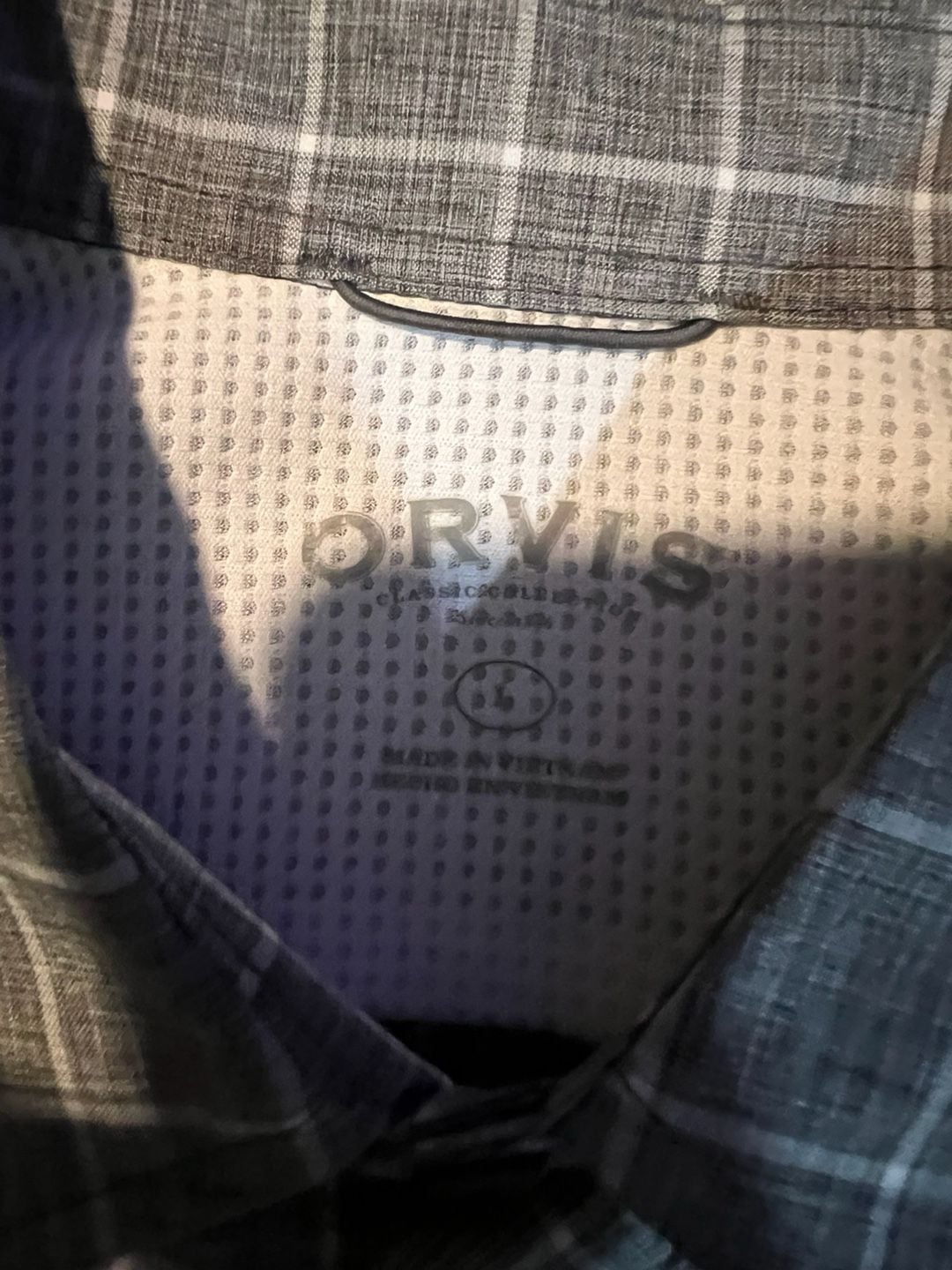 Orvis Classic Collection Shirt Size L Gray Plaid Short Sleeve Bundle Lot 2