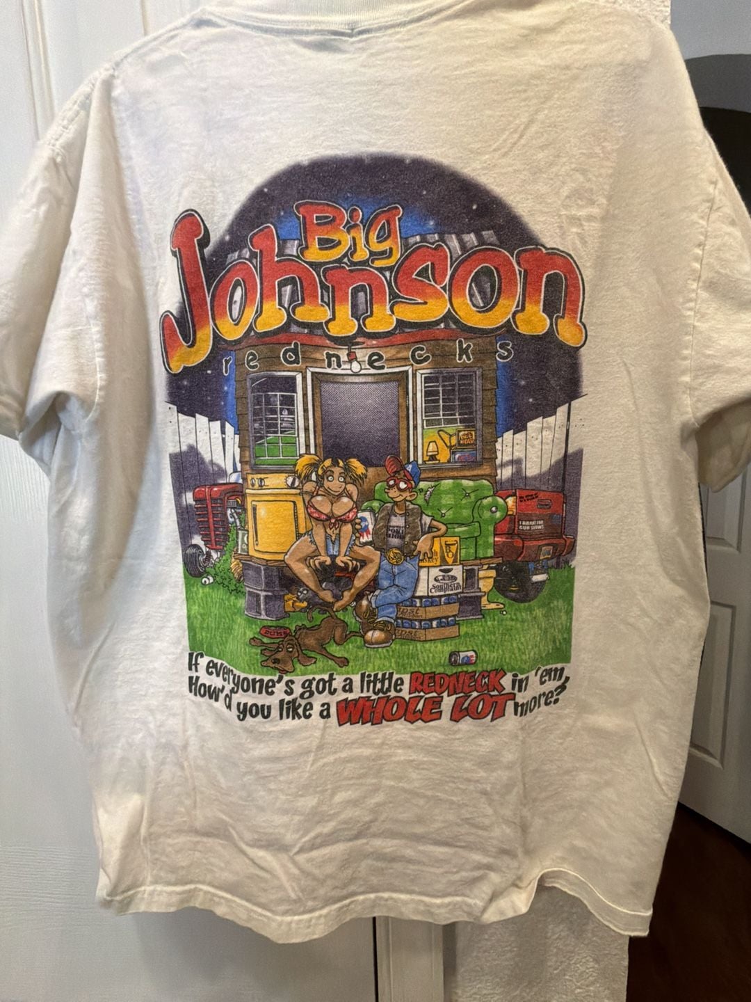 Big Johnson Rednecks T-Shirt Size L White Graphic Vintage 90s 2