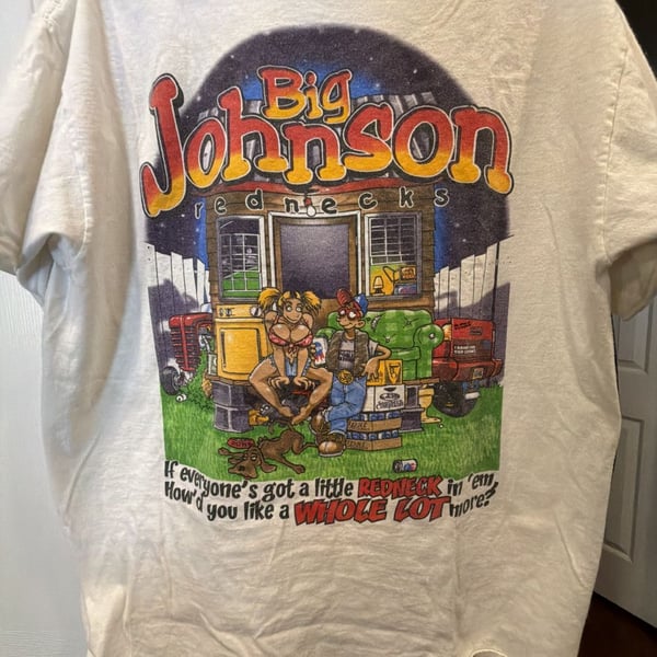 Big Johnson Rednecks T-Shirt Size L White Graphic Vintage 90s
