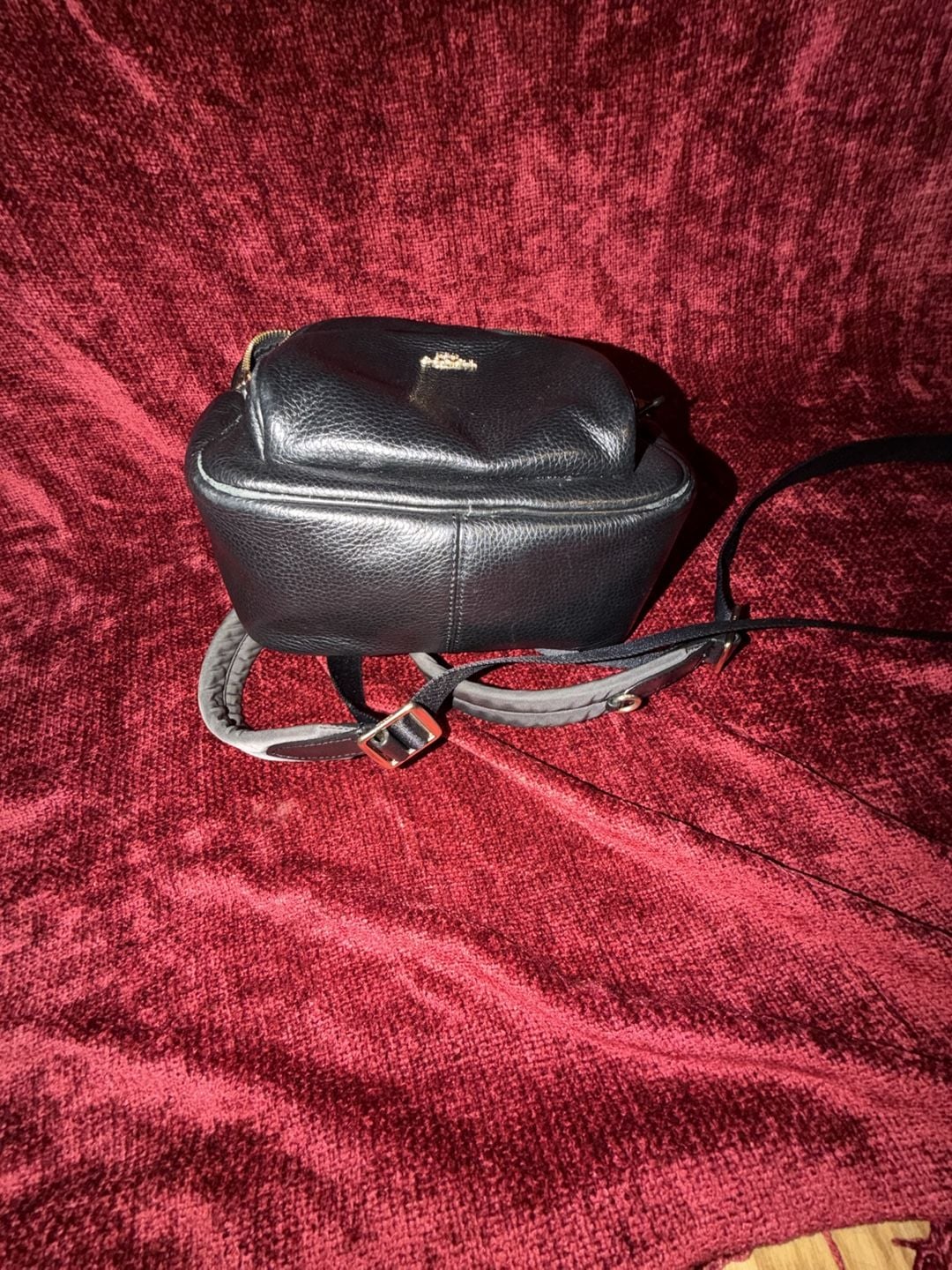 Coach Mini Court Backpack Black Pebbled Leather Gold Hardware 7